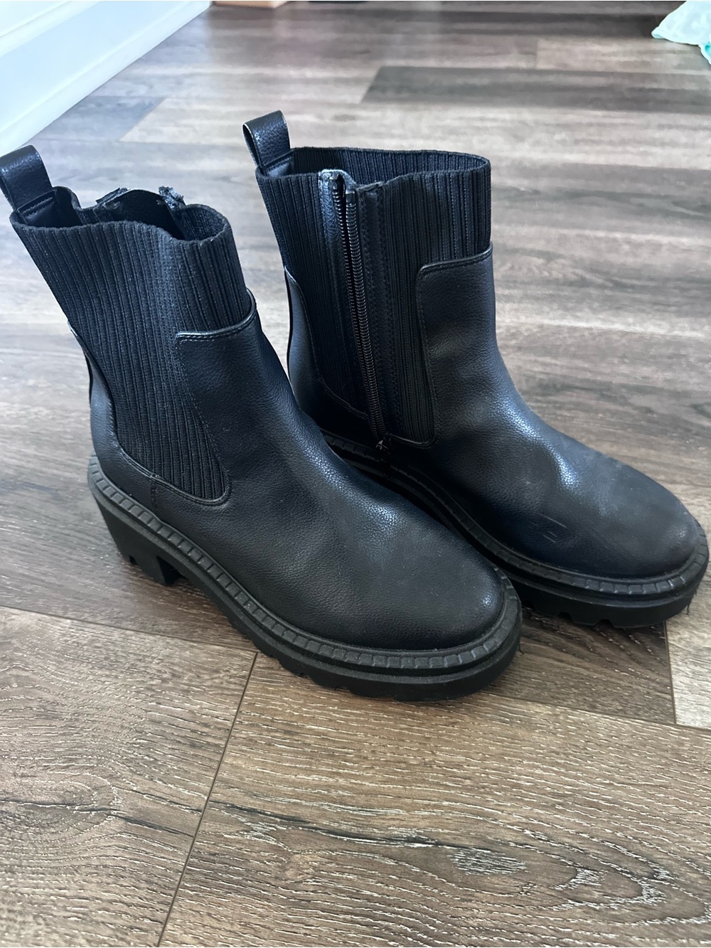 Target Black Ribbed Ankle Chelsea Booties